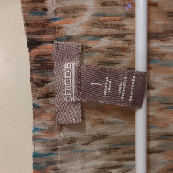 Chicos Tunic: Sheer, Abstract Print Embellished With Beads & Rhinestones, V-Neck - Picture 13 of 16